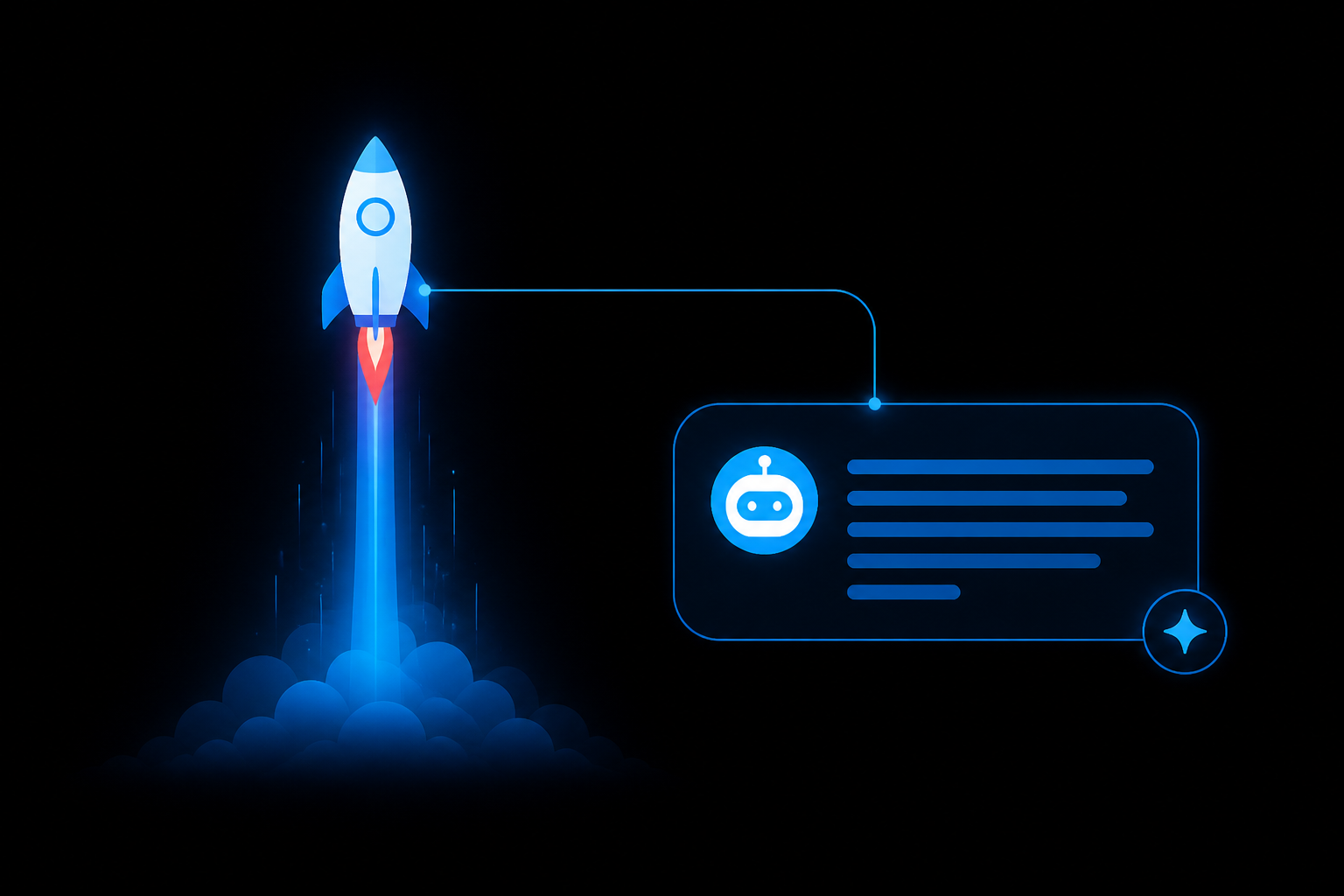 Rocket connected to an AI answer